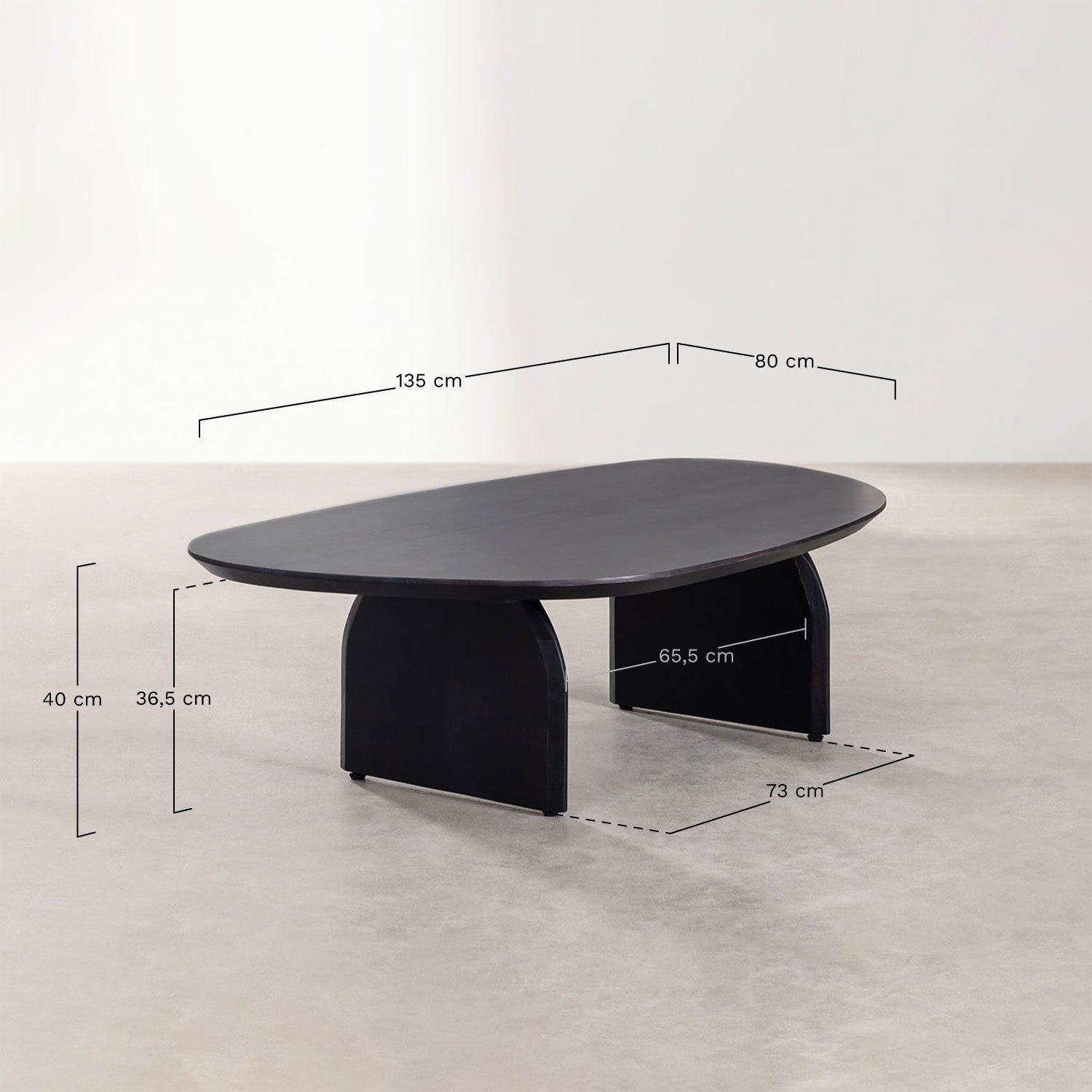 Mangohouten salontafel (135x80 cm) Bedum, AFMETINGEN