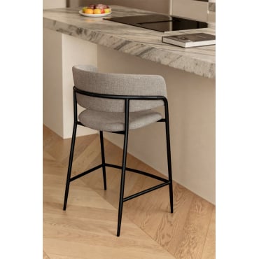 Set Van 4 Hoge Gestoffeerde Krukken Nalon ↑65 Cm & Zwart & Stof Zandbruin - Sklum