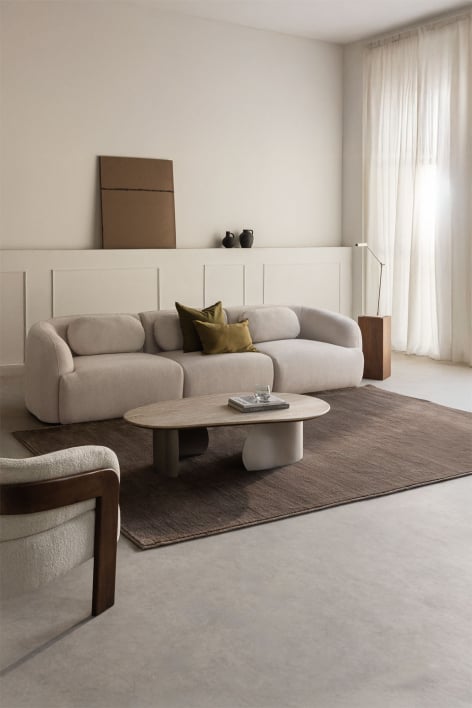 3-delige modulaire bank in chenille Coquette - Stof Chenille Beige – crème