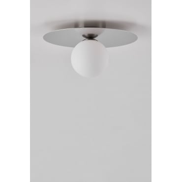 Anine Plafondlamp Van Ijzer En Glas Grijs – Chroom & Ø30 Cm - Sklum