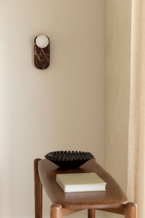 Wandlamp van marmer met kristallen bol Hailey - Rood Marmer Cherry Gold