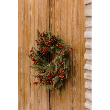 Kinley Kerstdecoratiekrans Ø65 Cm Van Rotan Met Dennenappels Green Grass - Sklum
