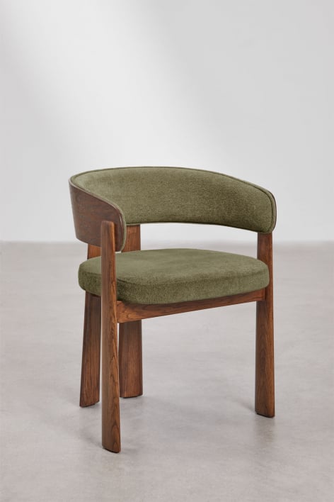 Pack van 4 eikenhouten eetkamerstoelen met bekleding Olea