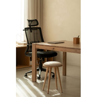 Kantoorkruk Met Wielen En Hoofdsteun Van Polypropyleen Teill Black Zwart - Sklum