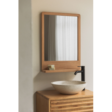 Rechthoekige Wandspiegel 50x70 Cm Met Plank Van Teakhout Mazure Teakhout - Sklum