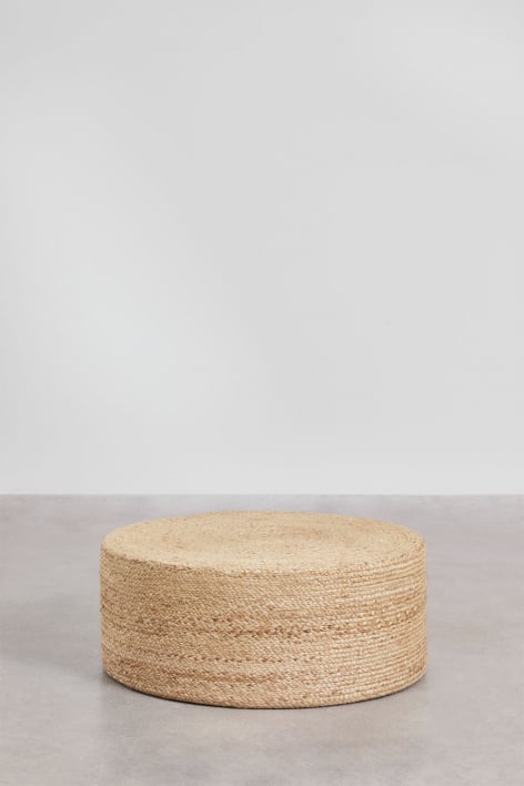Ronde poef Elinne van natuurlijke jute