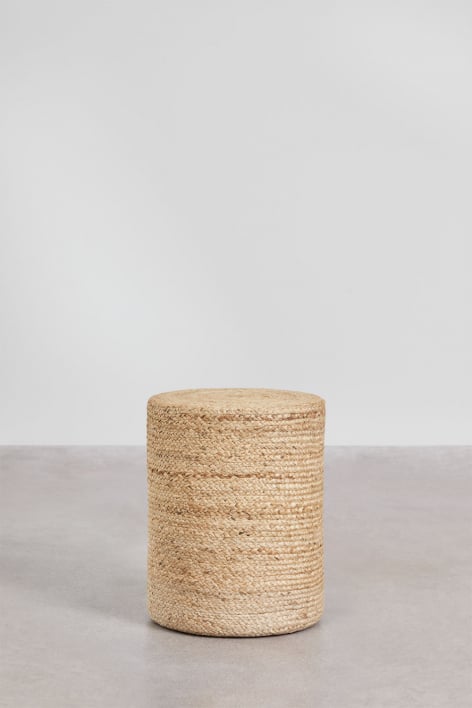 Ronde tuinpoef van natuurlijk jute Veloran