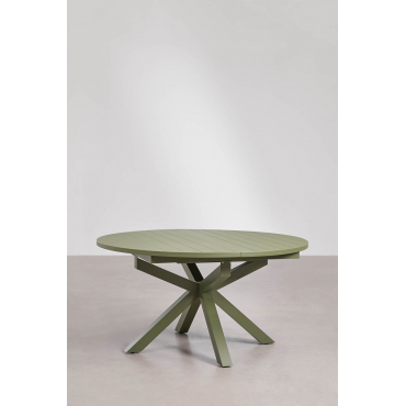 Barces Uitschuifbare Aluminium Tuintafel 145-200x145 Cm Groen – Intens Olijf - Sklum