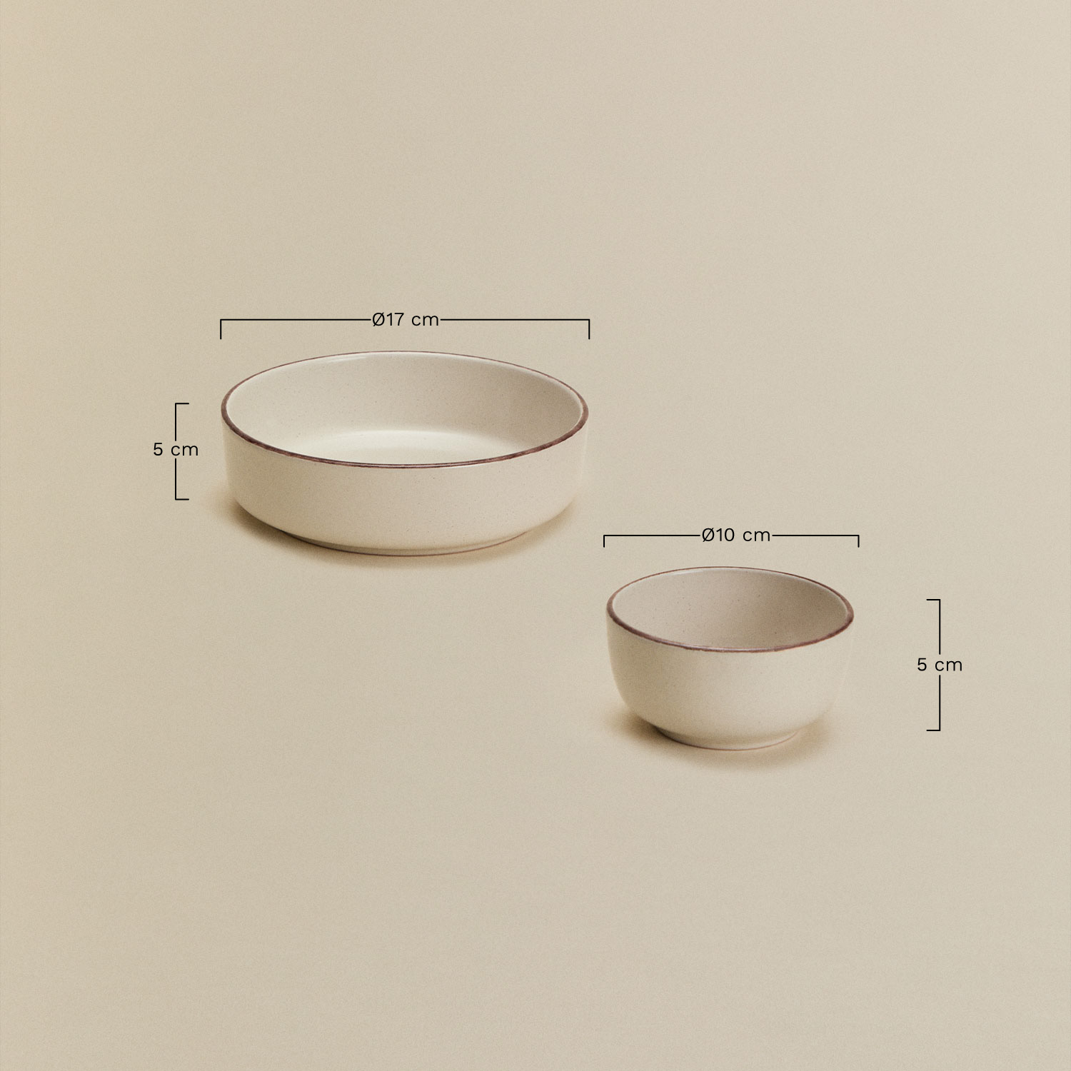 Set van 2 kommen van Ronilena steengoed, AFMETINGEN