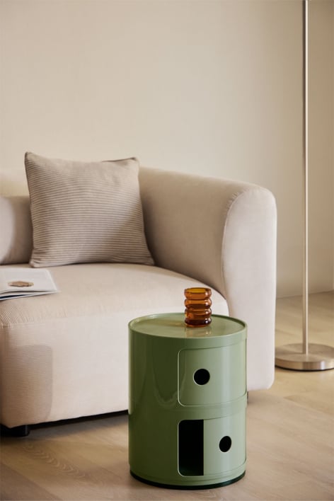 Babel ronde bijzettafel met planken - Groen – intens olijf