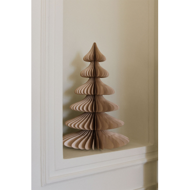 Navira Papieren Kerstboom Beige Linnen Met Gouden Rand & ↑30 Cm - Sklum