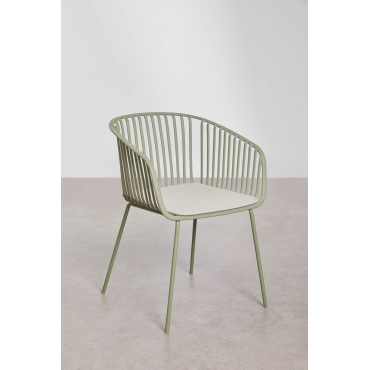 Set Van 4 Eetkamerstoelen Met Armleuningen Van Staal En Polypropyleen Aradina Groene Lauerl - Sklum