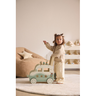 Giennah Kids Multifunctionele Houten Loopwagen Bruin Natuurlijk Hout - Sklum