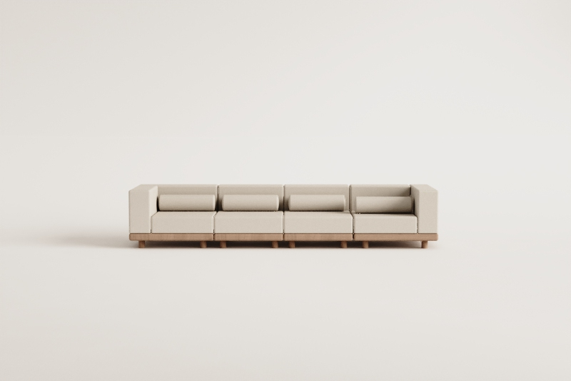 4-delige modulaire tuinbank met 2 hoekmodules van acaciahout Edrien