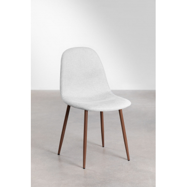 Gestoffeerde Eetkamerstoel Glamm Donker Hout & Stof Gebroken Wit & Tela - Sklum