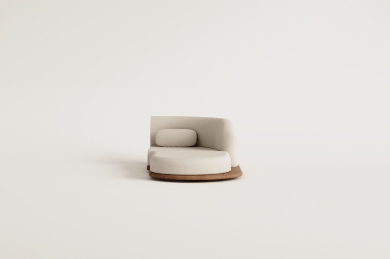 Rechtse chaise longue module voor modulaire tuinbank van acaciahout Gerard