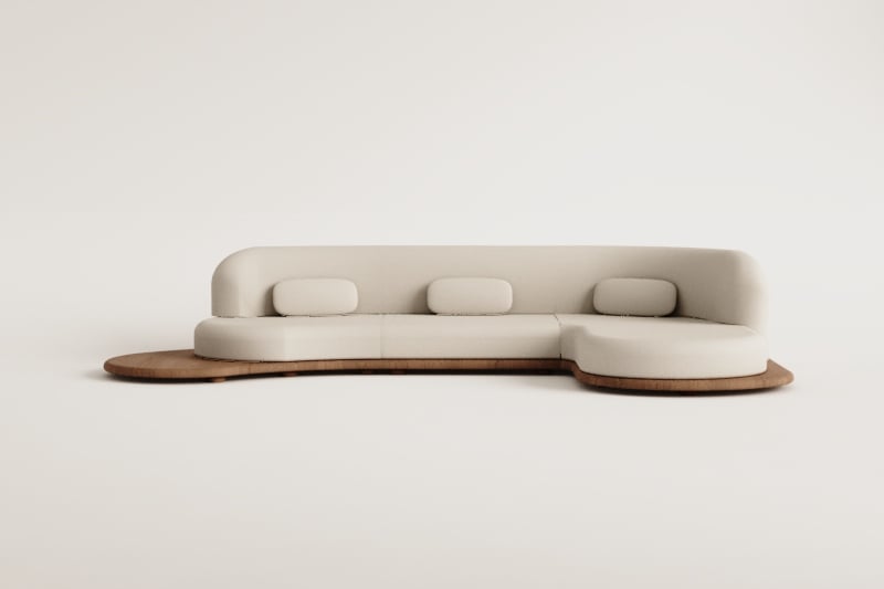 3-delige modulaire tuinbank met chaise longue rechts van acaciahout Gerard