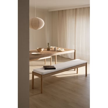 180 Cm Bank Van Acaciahout Karvia Lichte Acaciekleur & Stof Wit - Sklum