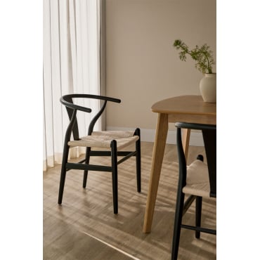 Pack Van 4 Eikenhouten Eetkamerstoelen Uish Edition Gewoon Zwart - Sklum