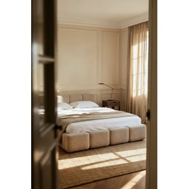 Bed Met Opklapbare Gestoffeerde Opbergruimte Jolcem Chenille Bruin - Tarwe & 180 X 200 Cm & Zonder Matras - Sklum