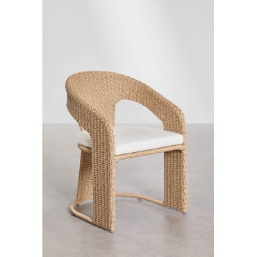 Omarel Eetkamerstoel Van Synthetisch Riet Stof Wit - Sklum