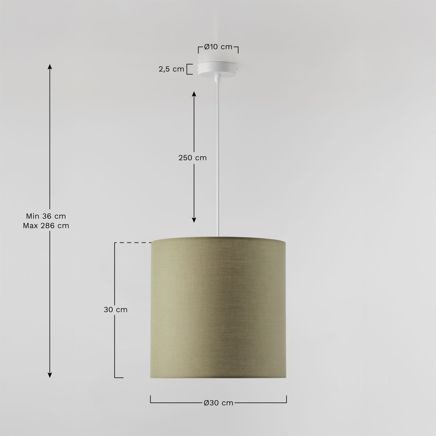 Arlina stoffen hanglamp plafondlamp, AFMETINGEN