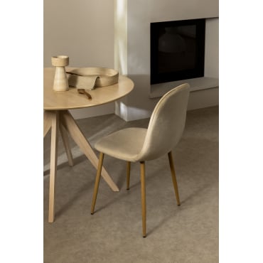 Set Van 4 Glamm Eetkamerstoelen Natuurlijk Hout & Fluwelen Bruin - Tarwe & Terciopelo - Sklum