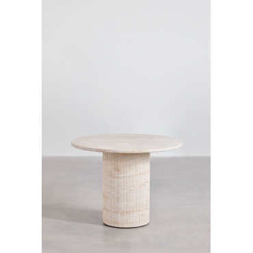 Ronde Tuintafel Ø100 Cm In Betonlook Travertijn Velia Look Travertino - Sklum