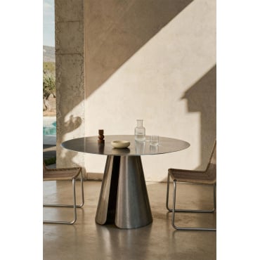 Ronde Eettafel Ø120 Cm Van Roestvrij Staal Baelor Roestvrij Staal - Sklum