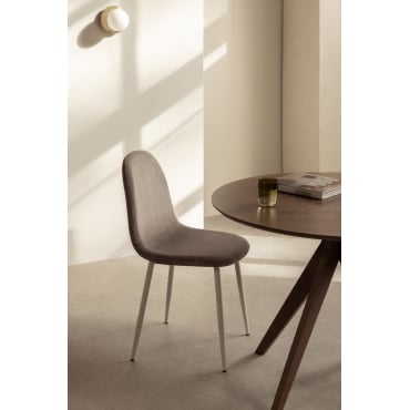 Set Van 2 Glamm Eetkamerstoelen Beige – Crème & Corduroy Bruin - Mokka & Pana - Sklum