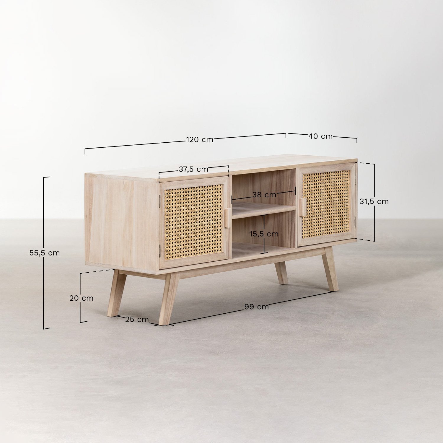 Ralik Design tv-meubel 120x40 cm van hout, AFMETINGEN