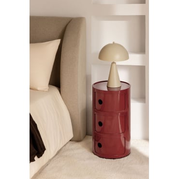 Set Van 2 Ronde Nachtkastjes Ø30 Cm Met Planken Babel Wijn Rood & 3 Lades - Sklum
