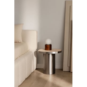 Fertrix Nachtkastje 45x40 Cm In Travertijn En Roestvrij Staal Travertine - Sklum