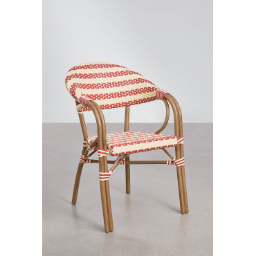 Set Van 2 Stapelbare Tuinstoelen Met Armleuningen In Aluminium Brielle Bistro Rood – Bordeaux - Beige – Crème - Sklum