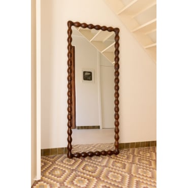 Rechthoekige Wandspiegel Van Mangohout Tessaia Donker Handvat Hout & 180 X 75 Cm - Sklum