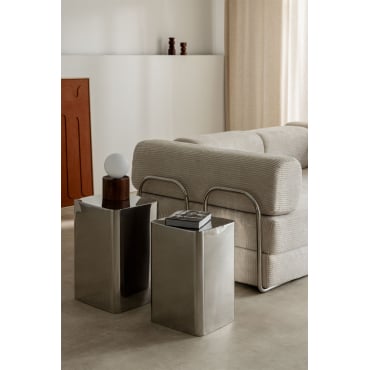 Set Van 2 Vierkante Bijzettafels Van Staal Loraq Grijs – Staal - Sklum