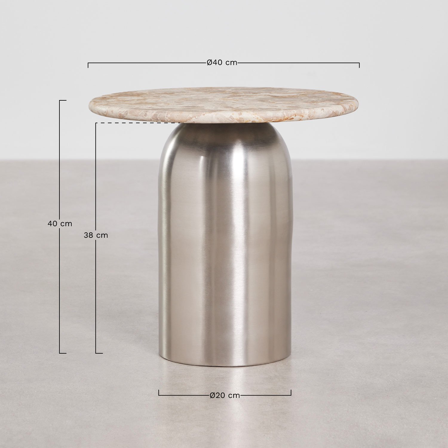 Ronde bijzettafel Ø40 cm Alliser, AFMETINGEN