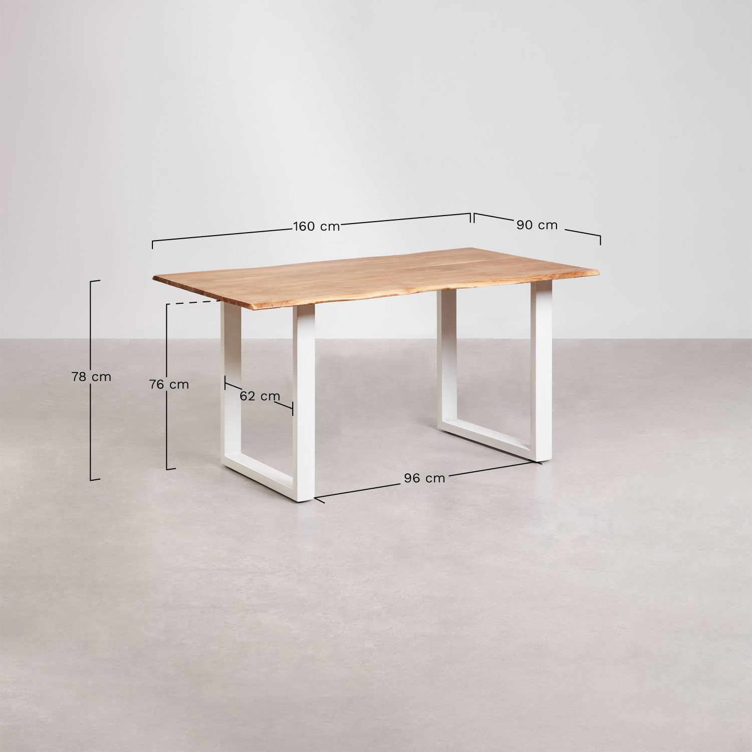 Rechthoekige eettafel van Sami-acaciahout   , AFMETINGEN