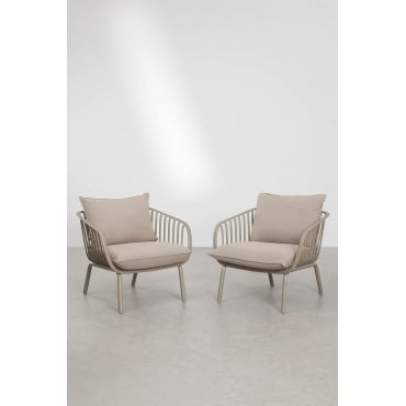 Pack Van 2 Tuinstoelen Van Staal En Polypropyleen Aradina Moka Bruin - Sklum