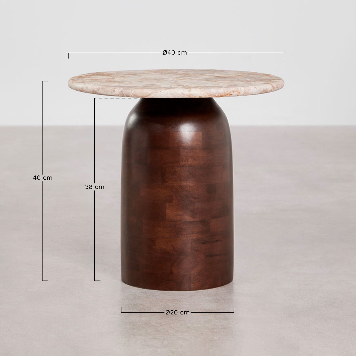 Ronde bijzettafel Ø40 cm Alliser, AFMETINGEN