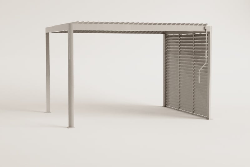 Bioclimatische pergola met lamellen en zijpaneel van aluminium Druvia