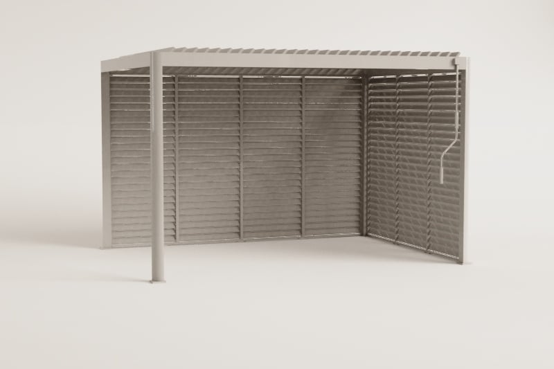 Bioclimatische pergola met lamellen en zijpanelen van aluminium Druvia