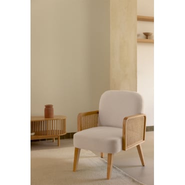 Rubberen Houten En Rotan Fauteuil Icon Beige - Sklum