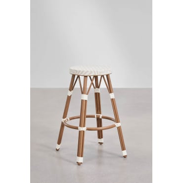 Pack Van 2 Hoge Tuinkrukken Van Aluminium En Synthetisch Riet Brielle Bistro Naakt Beige - Gardenia Wit & ↑75 Cm - Sklum