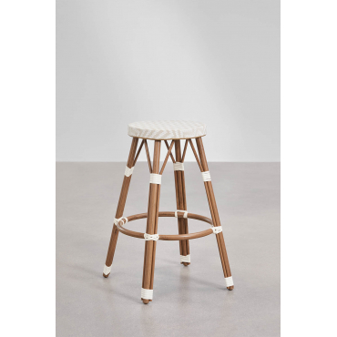 Pack Van 4 Hoge Tuinkrukken Van Aluminium En Synthetisch Riet Brielle Bistro Naakt Beige - Gardenia Wit & ↑75 Cm - Sklum
