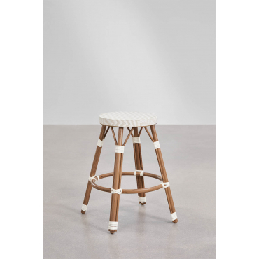 Set Van 2 Hoge Krukken Van Aluminium En Synthetisch Riet Brielle Bistro Naakt Beige - Gardenia Wit & ↑65 Cm - Sklum