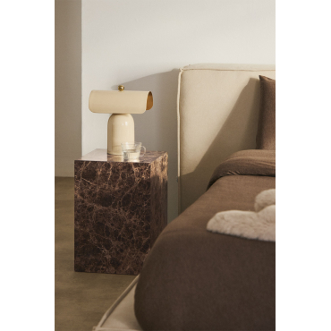 Set Van 2 Vierkante Nachtkastjes 35x35 Cm In Natuurlijk Aluret-steen Bruin Marmer - Sklum