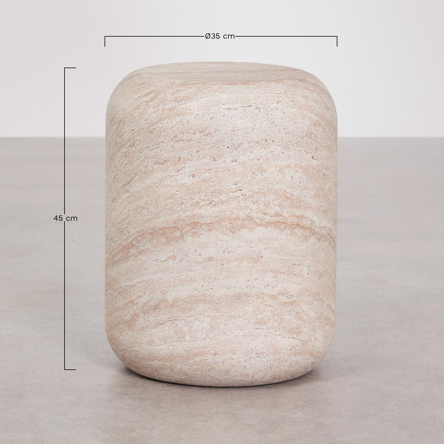 Ronde bijzettafel voor de tuin Ø35 cm in cement Fonelas, AFMETINGEN