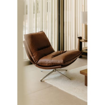 Draaifauteuil Van Kunstleer Sisko Kunstleren Kameel Vintage - Sklum