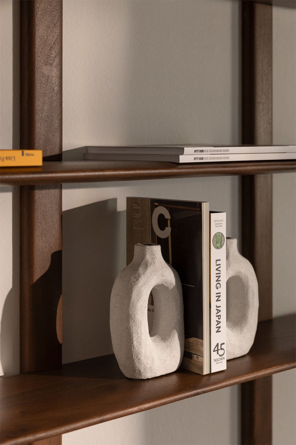 Vintage Houten Boekensteunen - Decoratieve Boekenorganizer Set Van 2 Voor Een Stijlvolle Boekenplank